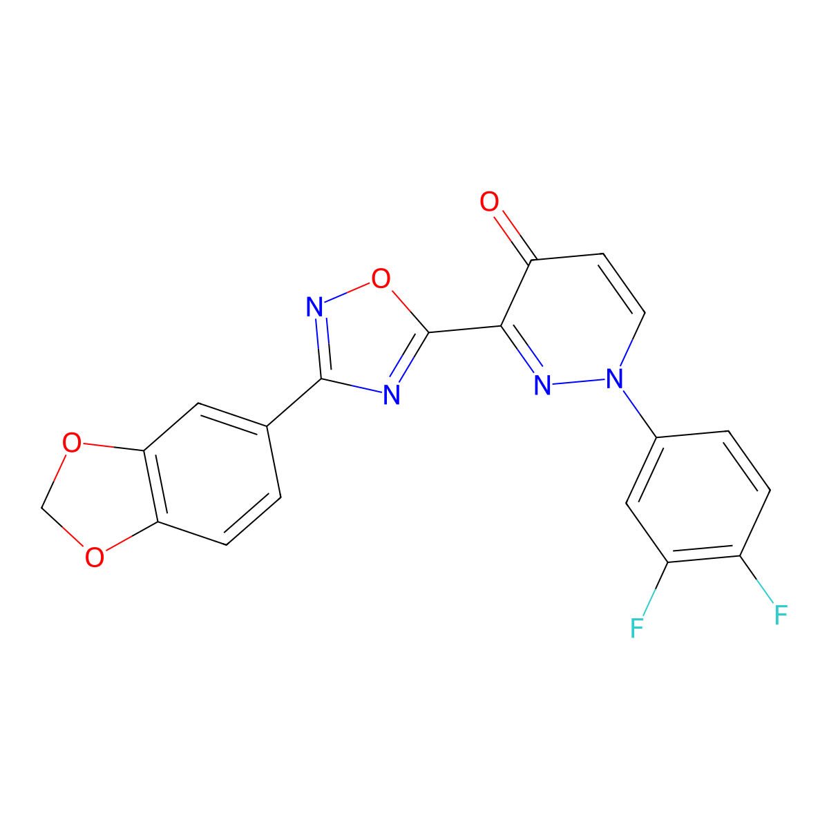 3-(3-(benzo[d][1,3]dioxol-5-yl)-1,2,4-oxadiazol-5-yl)-1-(3,4-difluorophenyl)pyridazin-4(1H)-one molecular structure, CAS 1189646-14-7