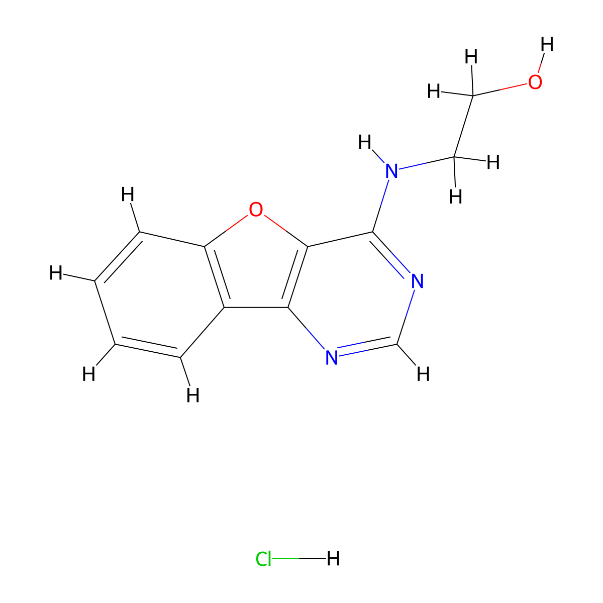 2-(Benzofuro[3,2-d]pyrimidin-4-ylamino)ethanol hydrochloride molecular structure, CAS 1189646-36-3