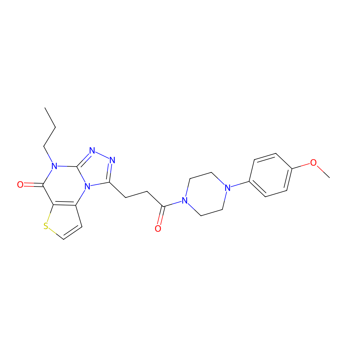1-(3-(4-(4-methoxyphenyl)piperazin-1-yl)-3-oxopropyl)-4-propylthieno[2,3-e][1,2,4]triazolo[4,3-a]pyrimidin-5(4H)-one molecular structure, CAS 1189646-37-4