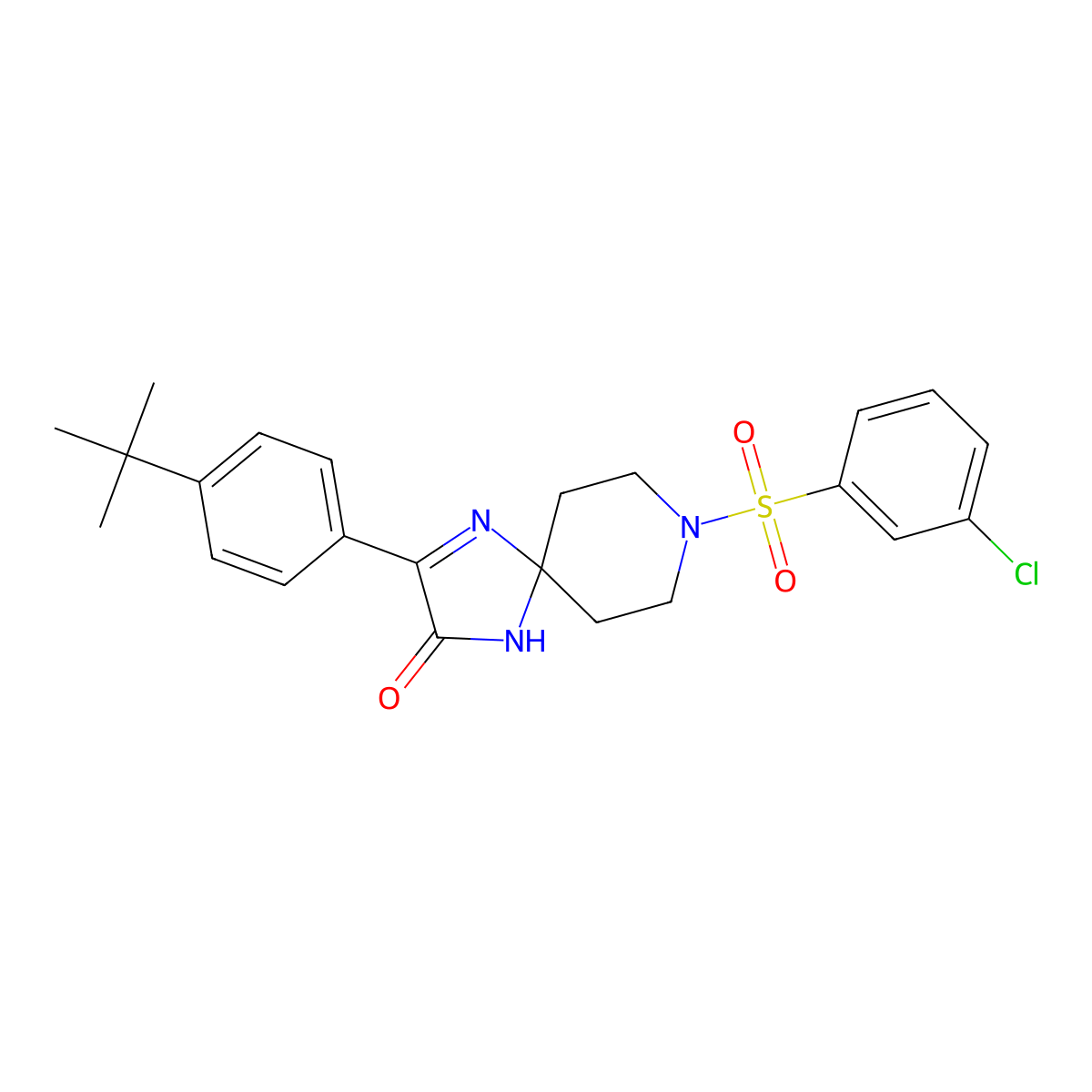 3-(4-(Tert-butyl)phenyl)-8-((3-chlorophenyl)sulfonyl)-1,4,8-triazaspiro[4.5]dec-3-en-2-one molecular structure, CAS 1189646-78-3