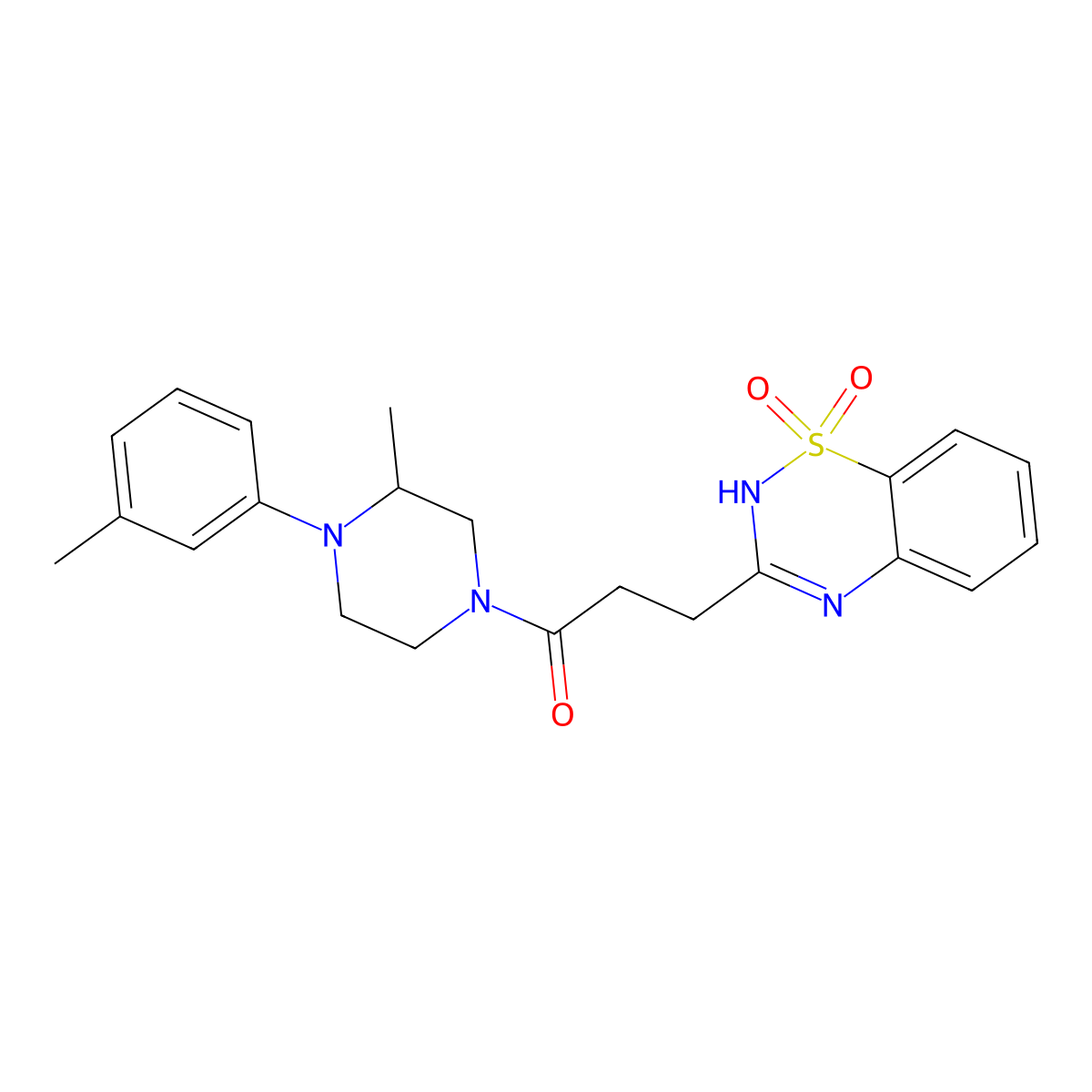 3-{3-[3-methyl-4-(3-methylphenyl)piperazin-1-yl]-3-oxopropyl}-2H-1,2,4-benzothiadiazine 1,1-dioxide molecular structure, CAS 1189646-90-9