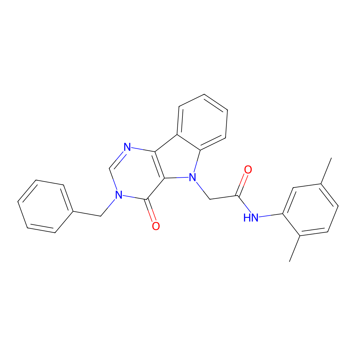 2-(3-benzyl-4-oxo-3H-pyrimido[5,4-b]indol-5(4H)-yl)-N-(2,5-dimethylphenyl)acetamide molecular structure, CAS 1189647-15-1