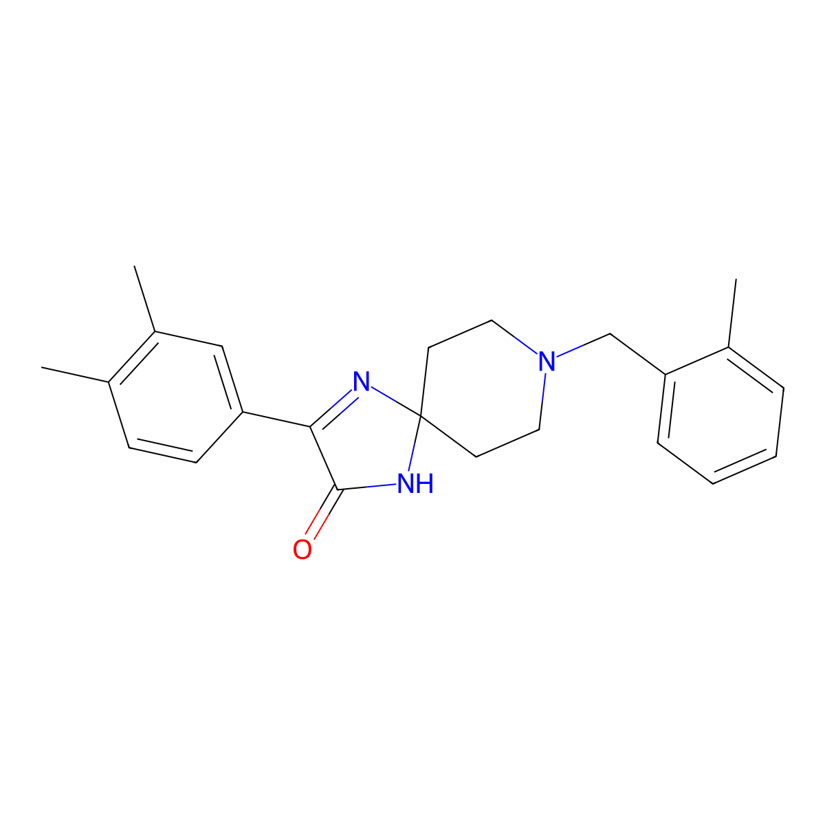 3-(3,4-Dimethylphenyl)-8-(2-methylbenzyl)-1,4,8-triazaspiro[4.5]dec-3-en-2-one molecular structure, CAS 1189647-69-5
