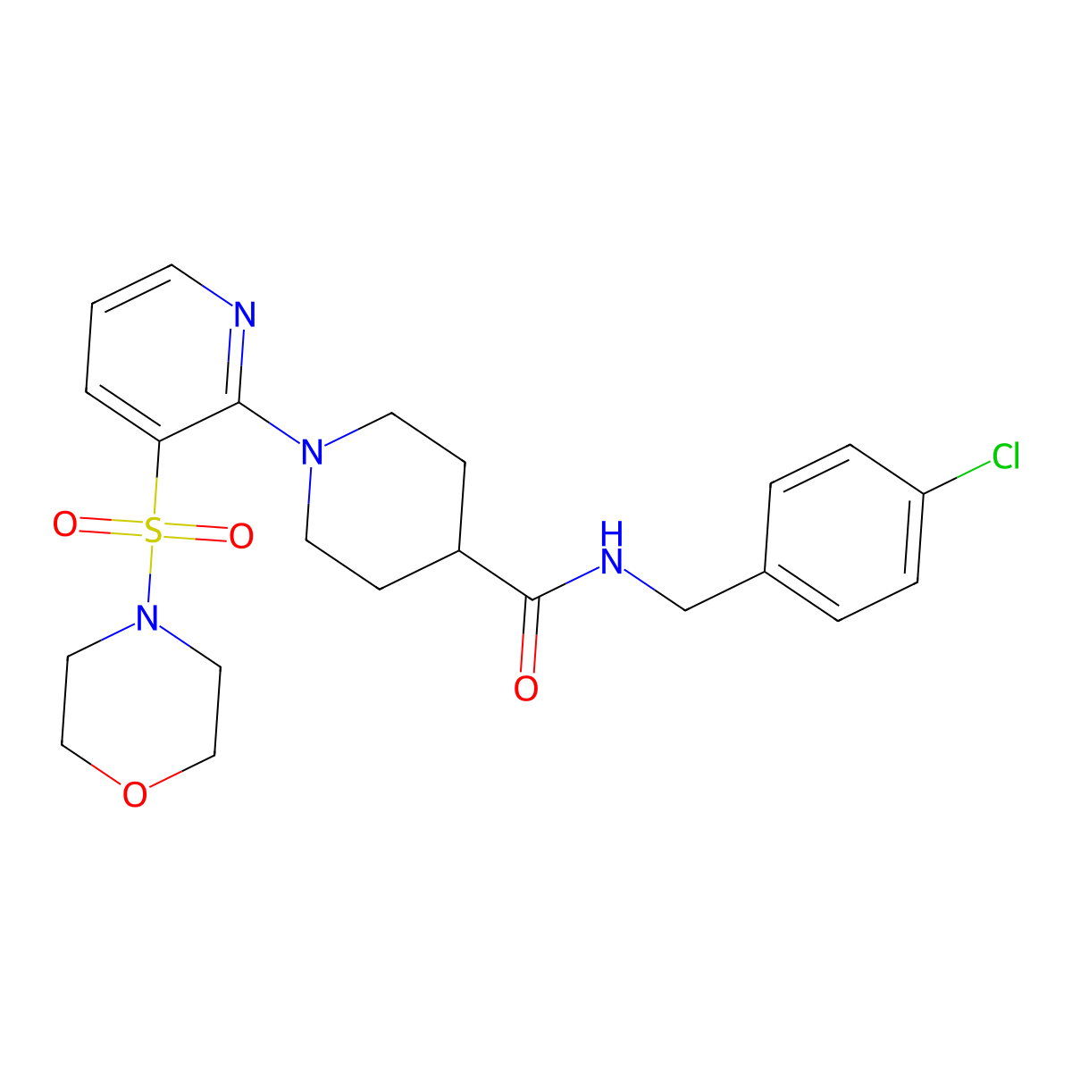 N-[(4-chlorophenyl)methyl]-1-[3-(morpholine-4-sulfonyl)pyridin-2-yl]piperidine-4-carboxamide molecular structure, CAS 1189647-80-0
