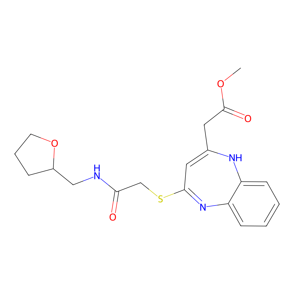 methyl [4-({2-oxo-2-[(tetrahydrofuran-2-ylmethyl)amino]ethyl}thio)-1H-1,5-benzodiazepin-2-yl]acetate molecular structure, CAS 1189648-25-6