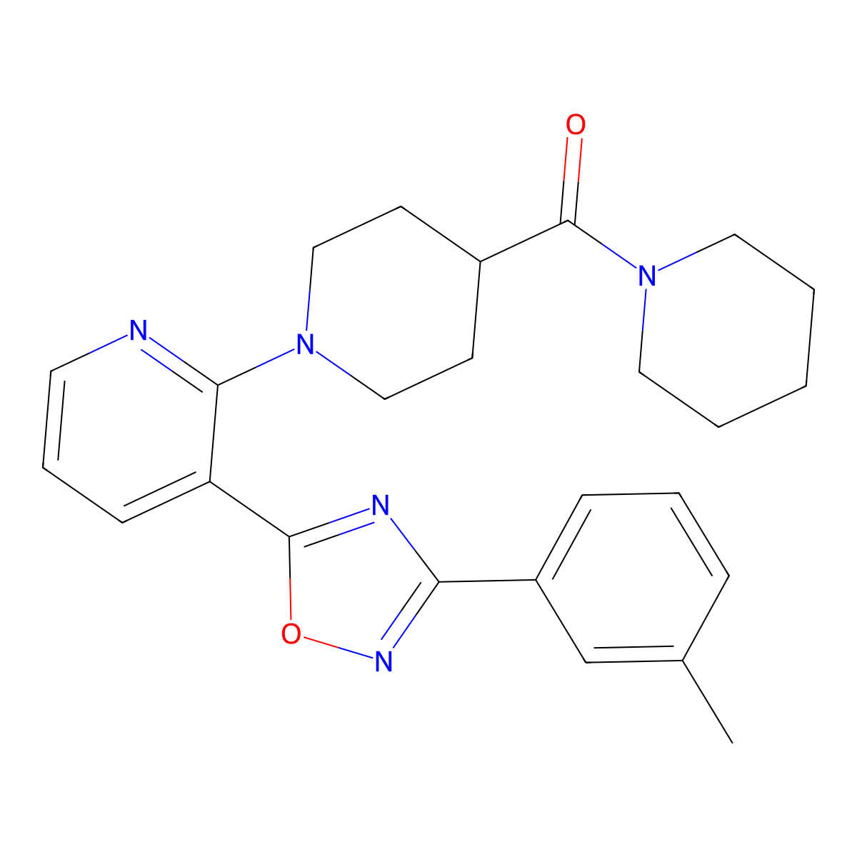 3-[3-(3-Methylphenyl)-1,2,4-oxadiazol-5-YL]-2-[4-(piperidine-1-carbonyl)piperidin-1-YL]pyridine molecular structure, CAS 1189648-63-2
