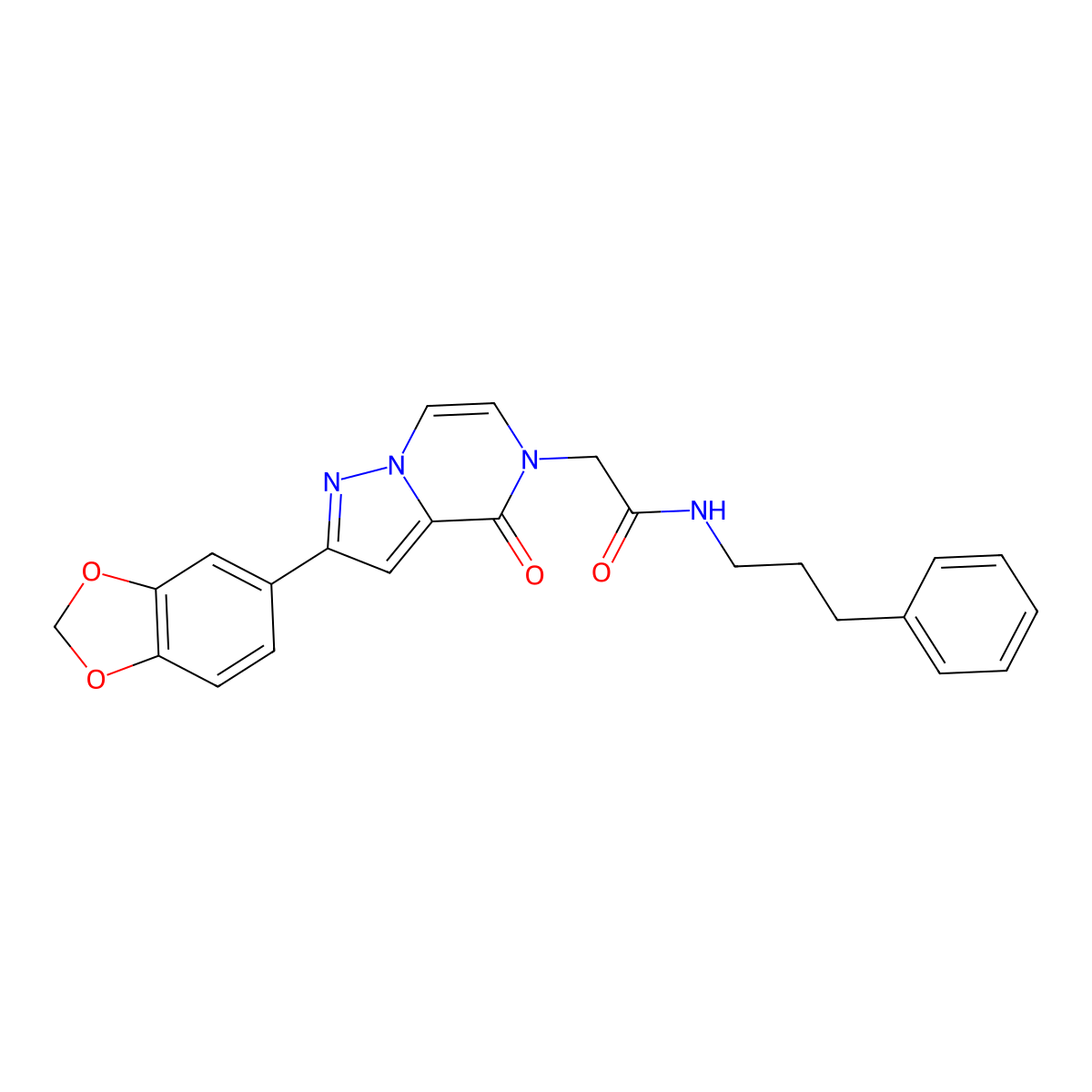 2-[2-(1,3-benzodioxol-5-yl)-4-oxopyrazolo[1,5-a]pyrazin-5(4H)-yl]-N-(3-phenylpropyl)acetamide molecular structure, CAS 1189649-04-4