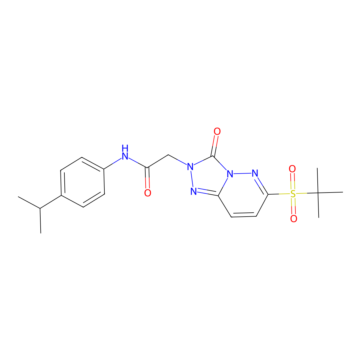 2-[6-(2-methylpropane-2-sulfonyl)-3-oxo-2H,3H-[1,2,4]triazolo[4,3-b]pyridazin-2-yl]-N-[4-(propan-2-yl)phenyl]acetamide molecular structure, CAS 1189650-17-6