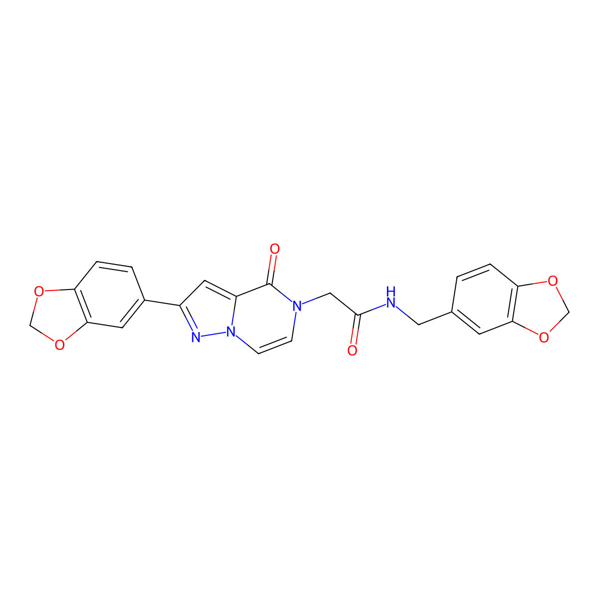 N-(1,3-benzodioxol-5-ylmethyl)-2-[2-(1,3-benzodioxol-5-yl)-4-oxopyrazolo[1,5-a]pyrazin-5(4H)-yl]acetamide molecular structure, CAS 1189650-47-2