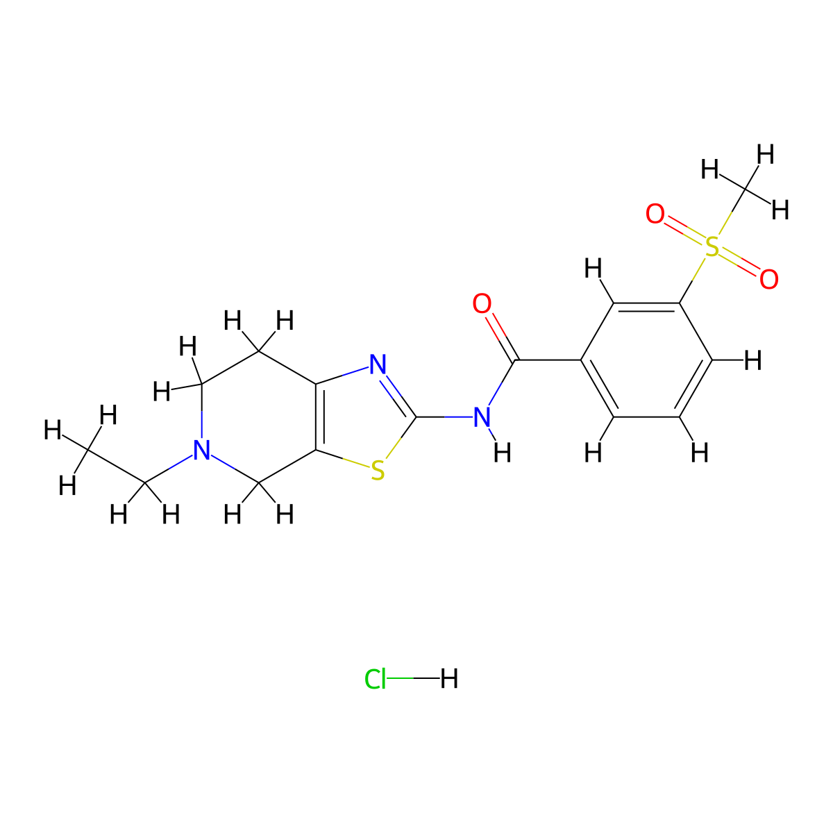 N-(5-ethyl-4,5,6,7-tetrahydrothiazolo[5,4-c]pyridin-2-yl)-3-(methylsulfonyl)benzamide hydrochloride molecular structure, CAS 1189650-60-9