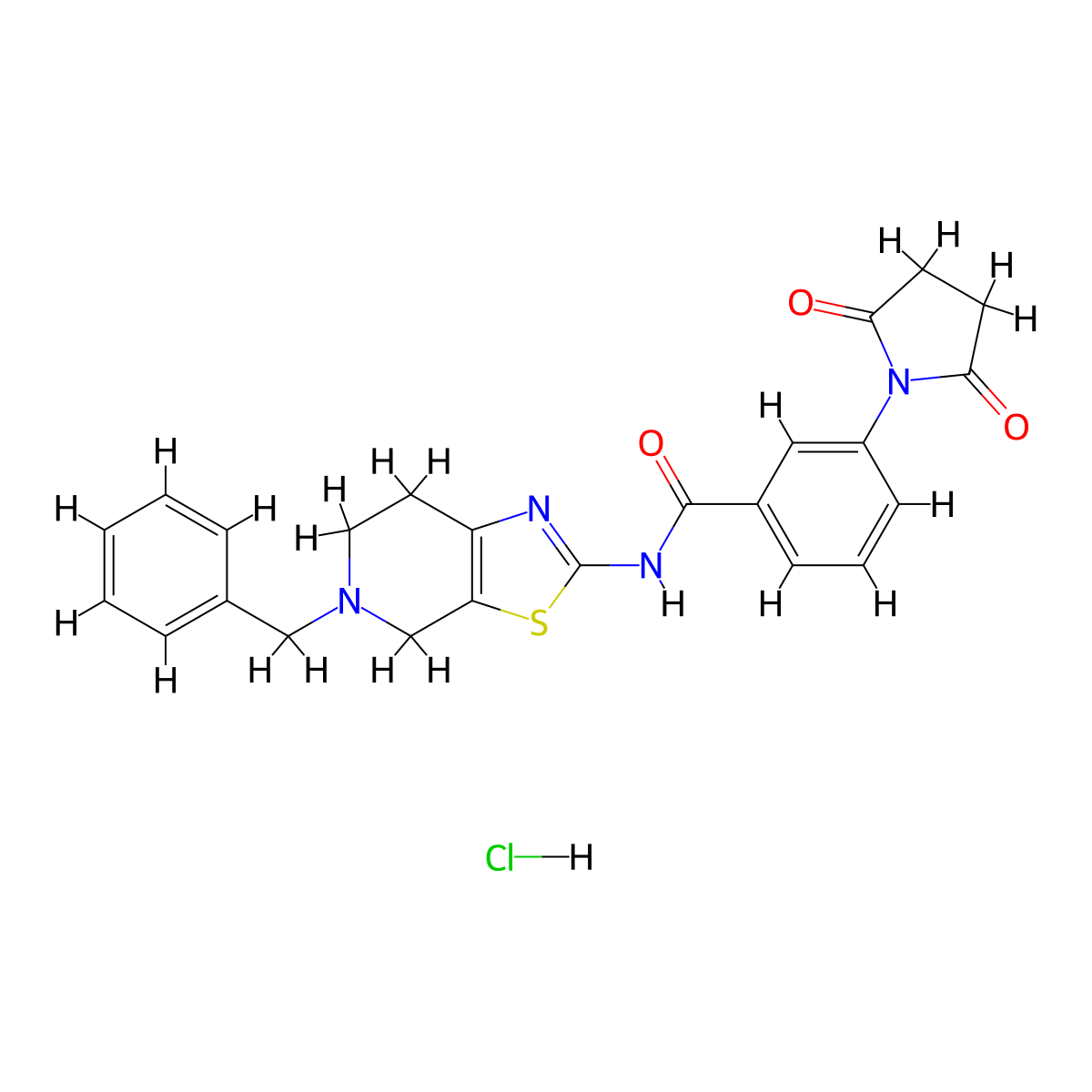 N-(5-benzyl-4,5,6,7-tetrahydrothiazolo[5,4-c]pyridin-2-yl)-3-(2,5-dioxopyrrolidin-1-yl)benzamide hydrochloride molecular structure, CAS 1189650-77-8