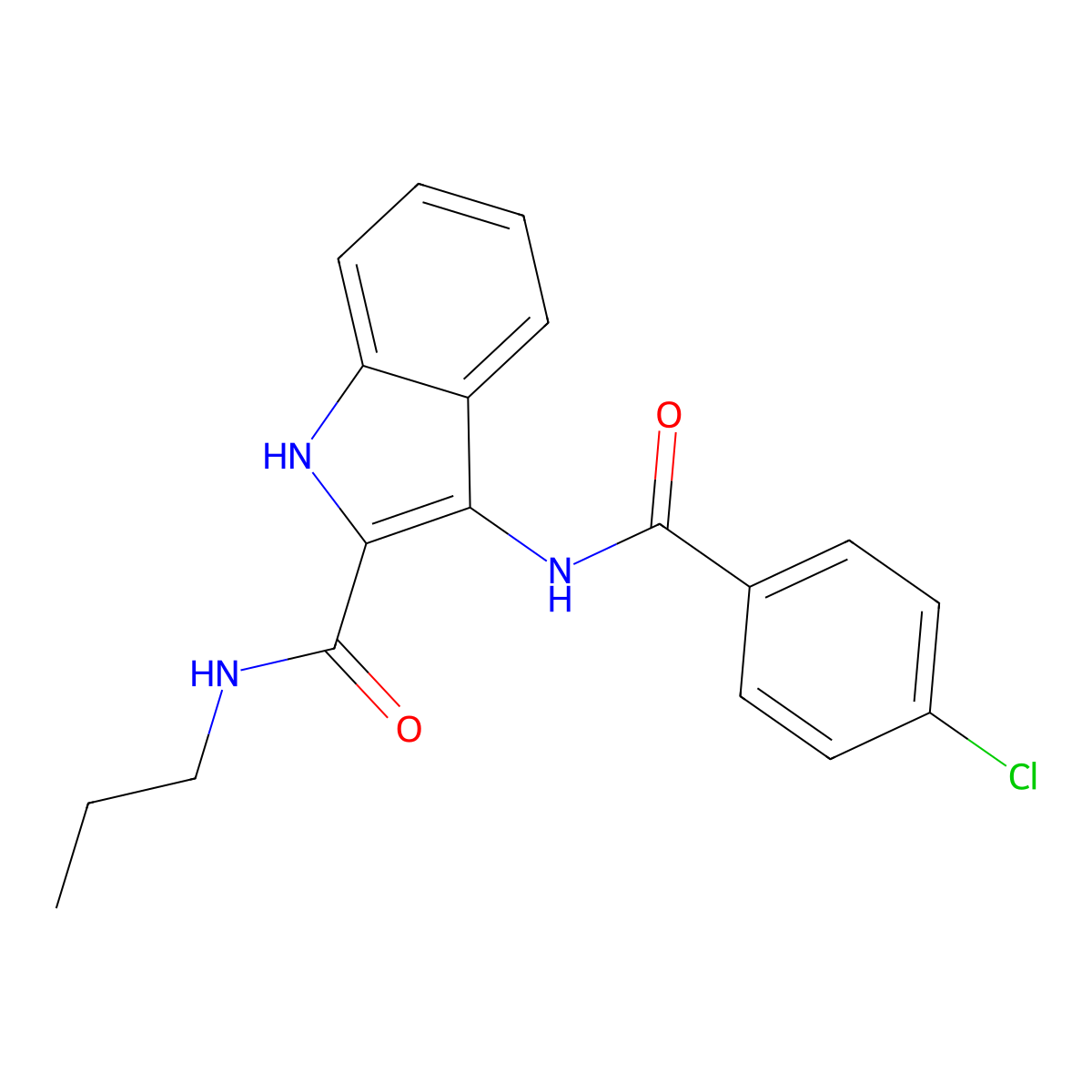 3-(4-chlorobenzamido)-N-propyl-1H-indole-2-carboxamide molecular structure, CAS 1189651-40-8