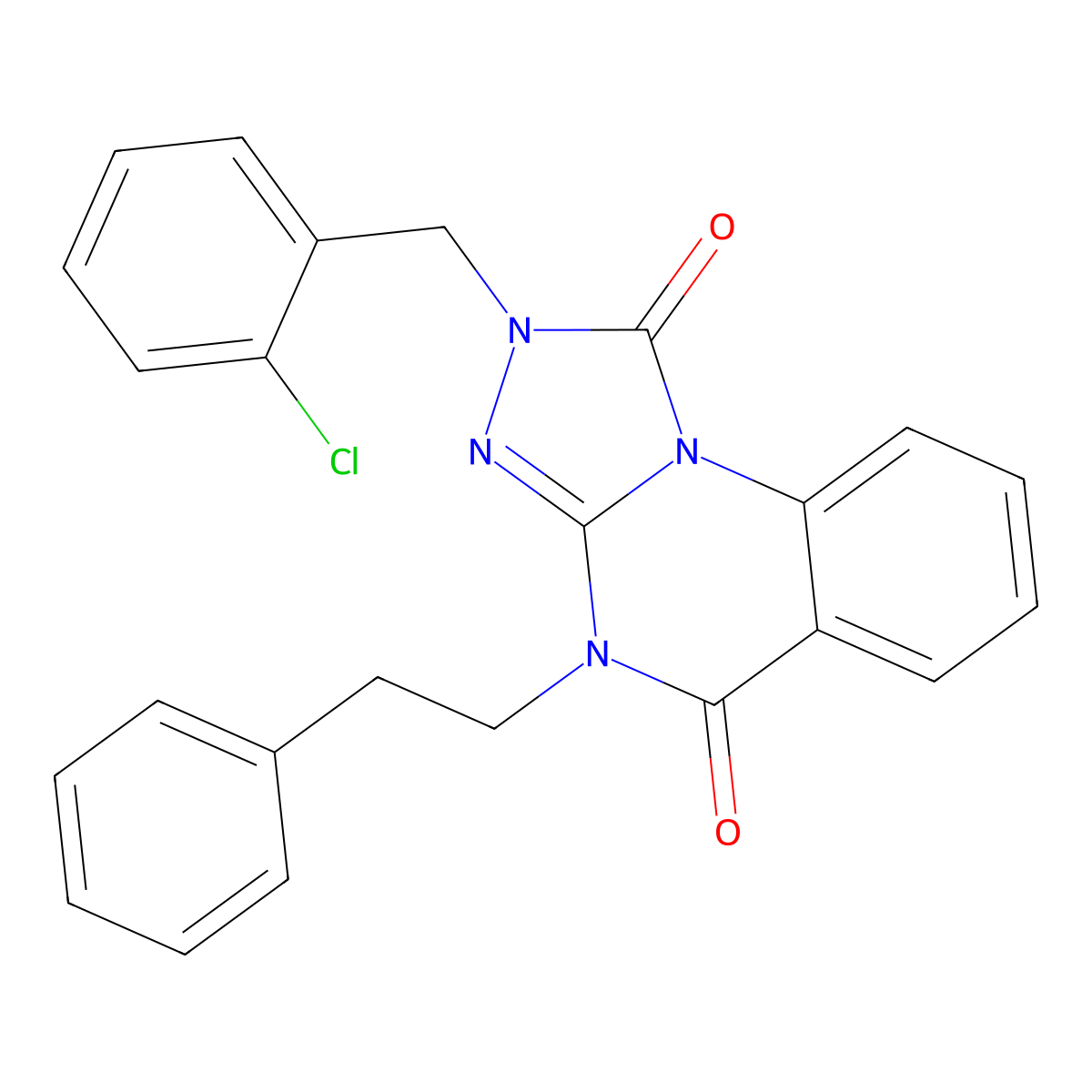 2-(2-chlorobenzyl)-4-phenethyl-[1,2,4]triazolo[4,3-a]quinazoline-1,5(2H,4H)-dione molecular structure, CAS 1189651-91-9