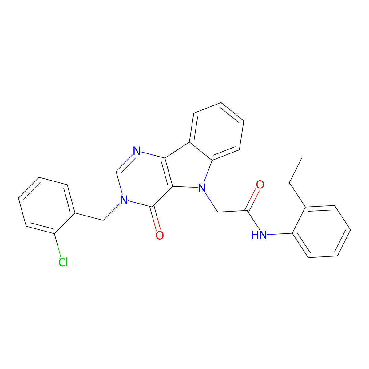 2-(3-(2-chlorobenzyl)-4-oxo-3H-pyrimido[5,4-b]indol-5(4H)-yl)-N-(2-ethylphenyl)acetamide molecular structure, CAS 1189652-42-3