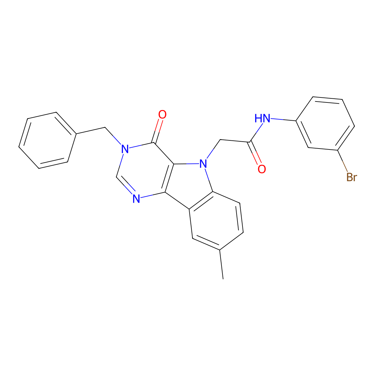 2-(3-benzyl-8-methyl-4-oxo-3H-pyrimido[5,4-b]indol-5(4H)-yl)-N-(3-bromophenyl)acetamide molecular structure, CAS 1189652-84-3