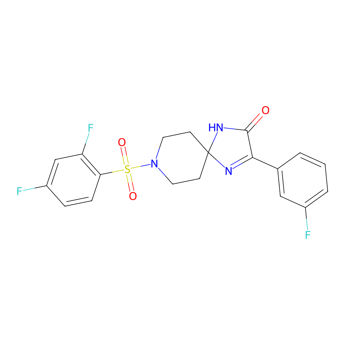 8-(2,4-Difluorobenzenesulfonyl)-3-(3-fluorophenyl)-1,4,8-triazaspiro[4.5]dec-3-en-2-one molecular structure, CAS 1189653-30-2