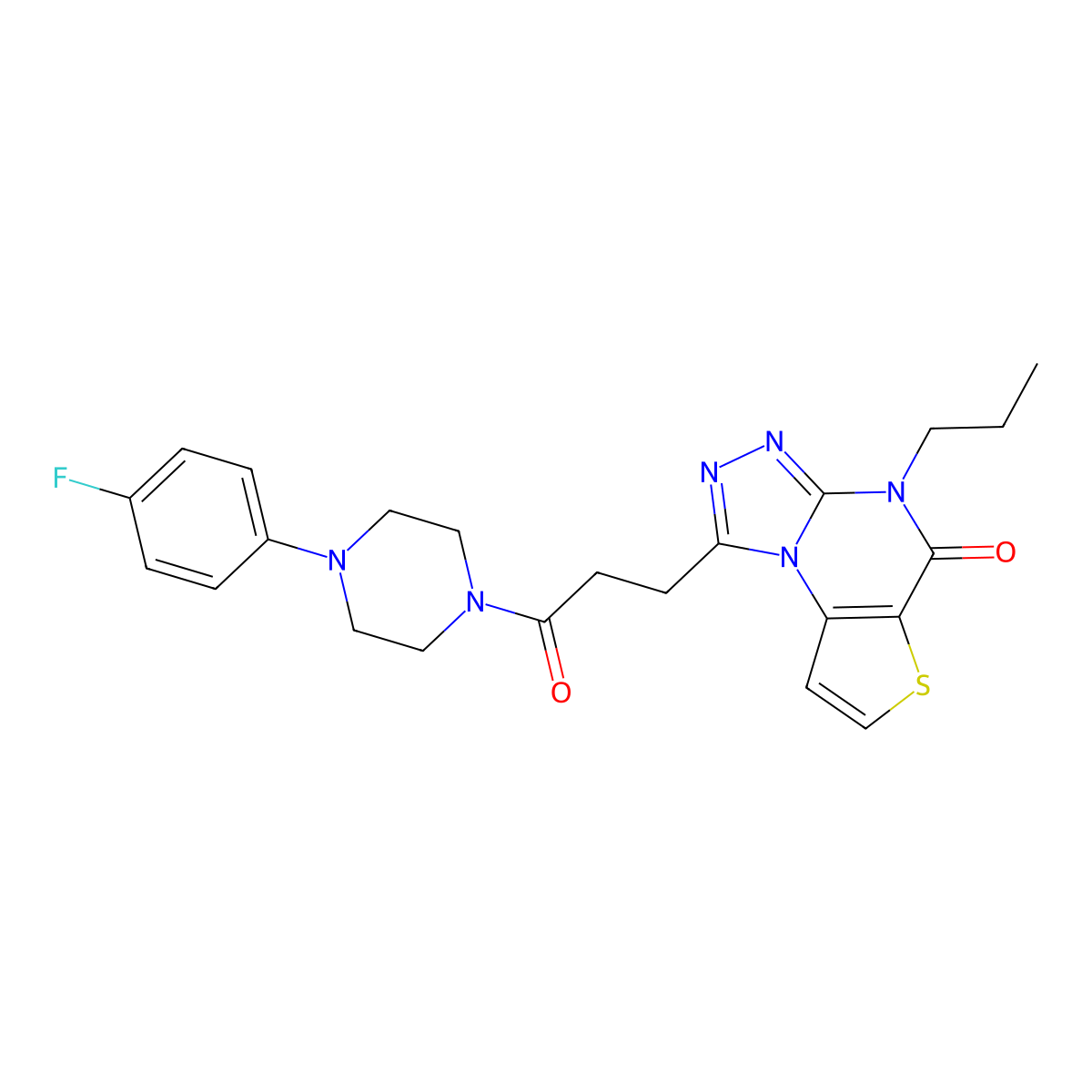 1-(3-(4-(4-fluorophenyl)piperazin-1-yl)-3-oxopropyl)-4-propylthieno[2,3-e][1,2,4]triazolo[4,3-a]pyrimidin-5(4H)-one molecular structure, CAS 1189653-52-8