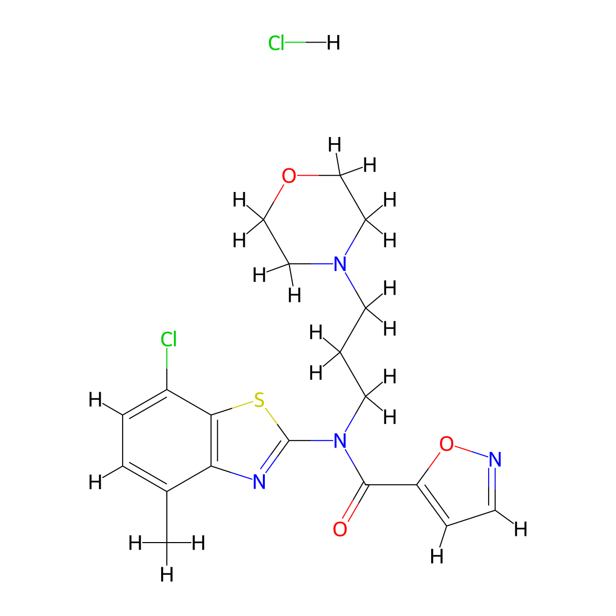 N-(7-chloro-4-methylbenzo[d]thiazol-2-yl)-N-(3-morpholinopropyl)isoxazole-5-carboxamide hydrochloride molecular structure, CAS 1189654-24-7