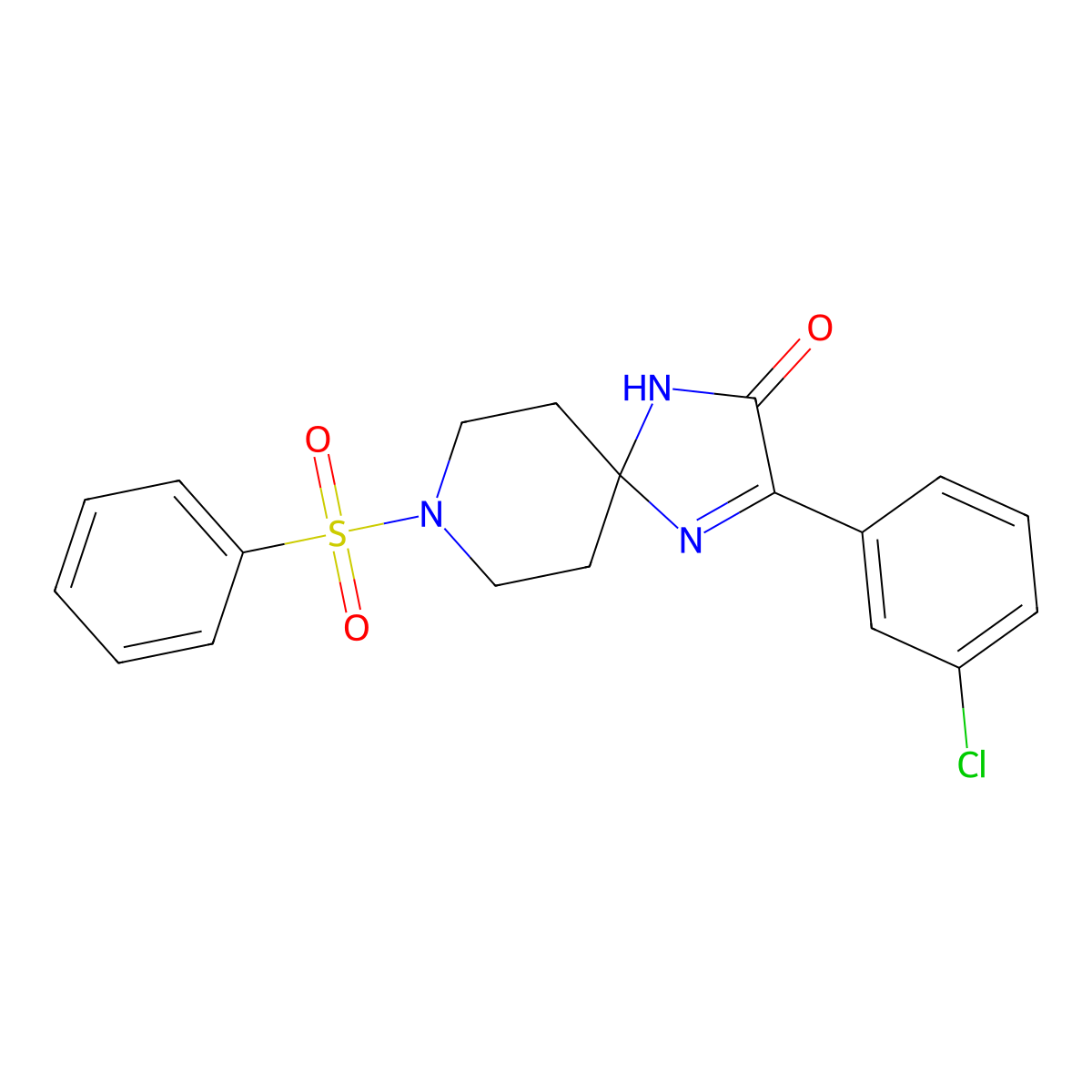 3-(3-Chlorophenyl)-8-(phenylsulfonyl)-1,4,8-triazaspiro[4.5]dec-3-en-2-one molecular structure, CAS 1189655-00-2