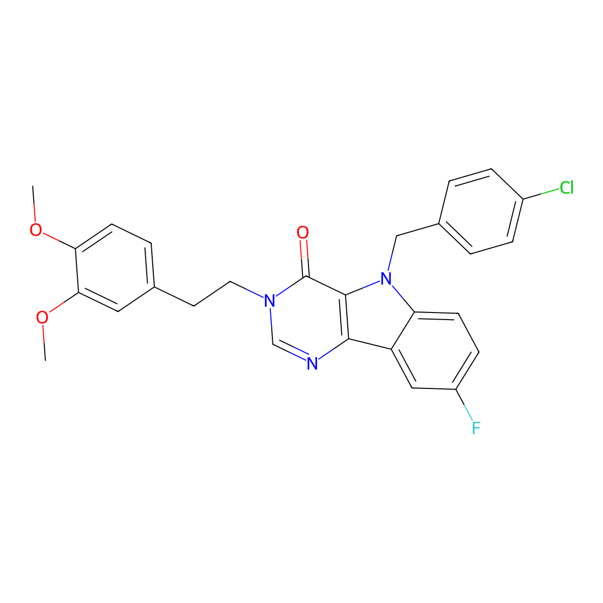 5-(4-chlorobenzyl)-3-(3,4-dimethoxyphenethyl)-8-fluoro-3H-pyrimido[5,4-b]indol-4(5H)-one molecular structure, CAS 1189655-85-3