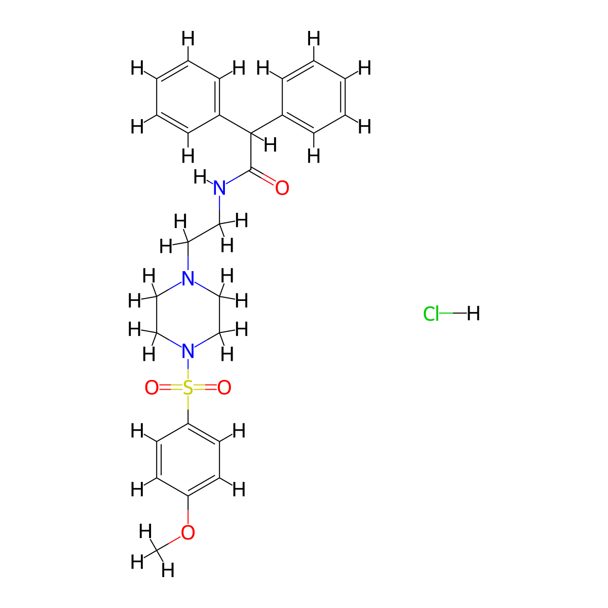 N-(2-(4-((4-methoxyphenyl)sulfonyl)piperazin-1-yl)ethyl)-2,2-diphenylacetamide hydrochloride molecular structure, CAS 1189656-20-9