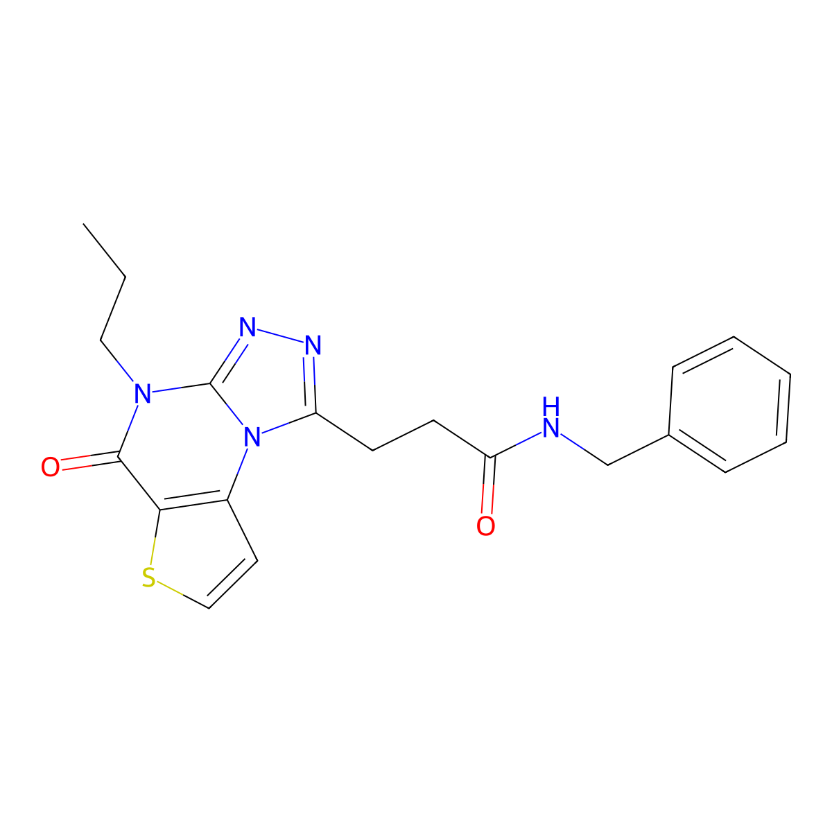 N-benzyl-3-{7-oxo-8-propyl-5-thia-1,8,10,11-tetraazatricyclo[7.3.0.0^{2,6}]dodeca-2(6),3,9,11-tetraen-12-yl}propanamide molecular structure, CAS 1189656-26-5