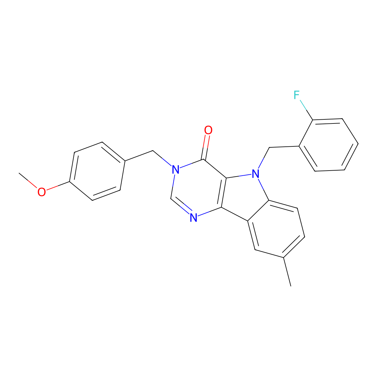 5-(2-fluorobenzyl)-3-(4-methoxybenzyl)-8-methyl-3,5-dihydro-4H-pyrimido[5,4-b]indol-4-one molecular structure, CAS 1189656-34-5