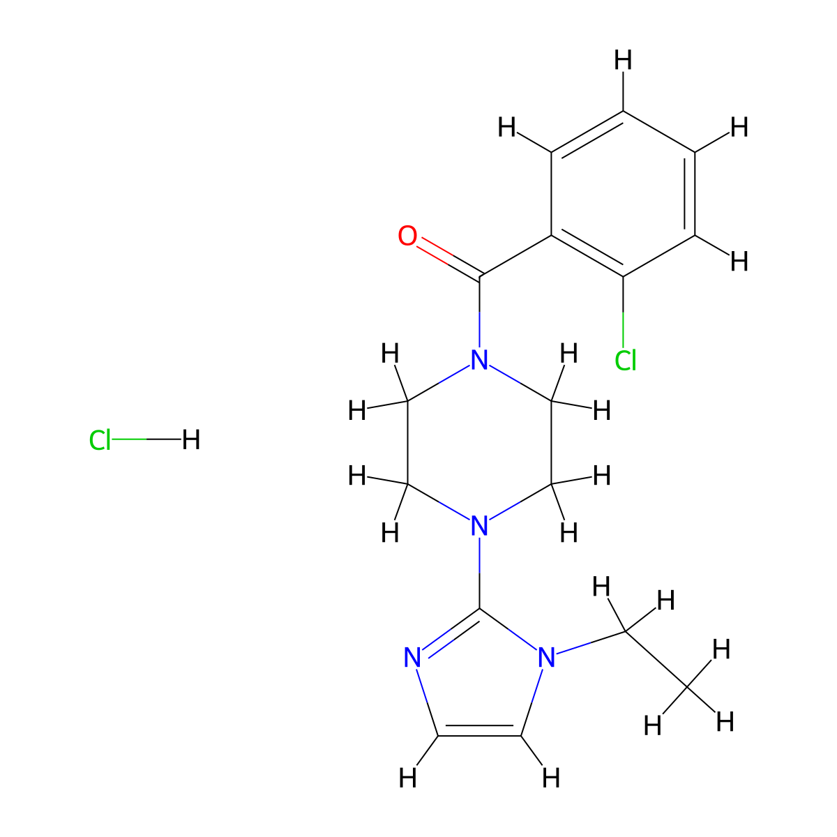 (2-chlorophenyl)(4-(1-ethyl-1H-imidazol-2-yl)piperazin-1-yl)methanone hydrochloride molecular structure, CAS 1189656-43-6