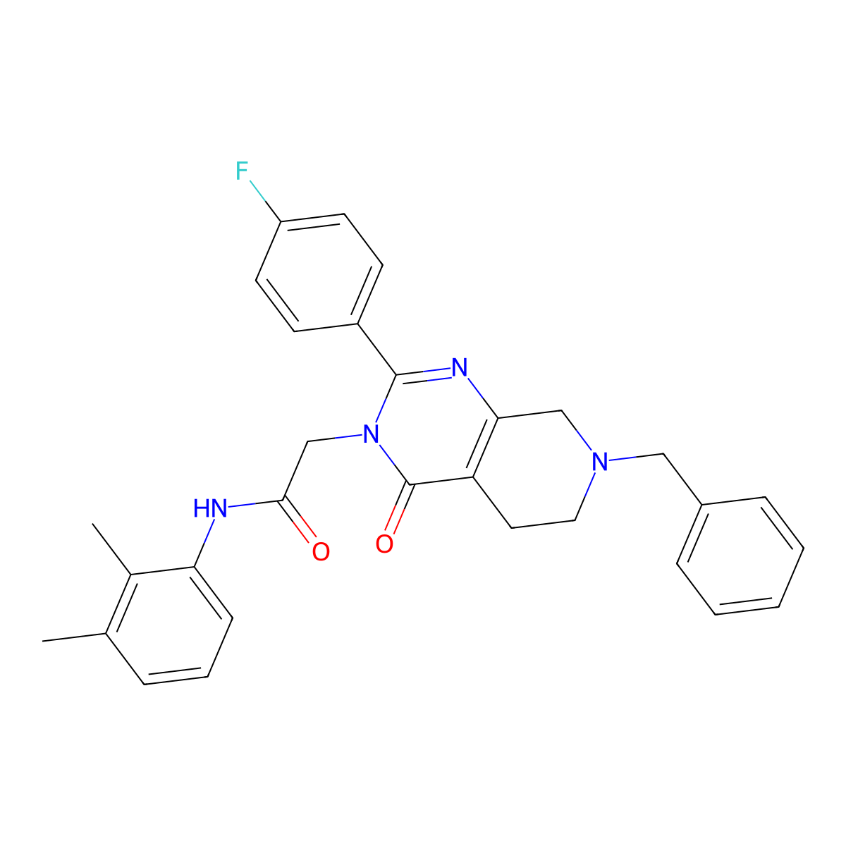 2-(7-benzyl-2-(4-fluorophenyl)-4-oxo-5,6,7,8-tetrahydropyrido[3,4-d]pyrimidin-3(4H)-yl)-N-(2,3-dimethylphenyl)acetamide molecular structure, CAS 1189656-58-3