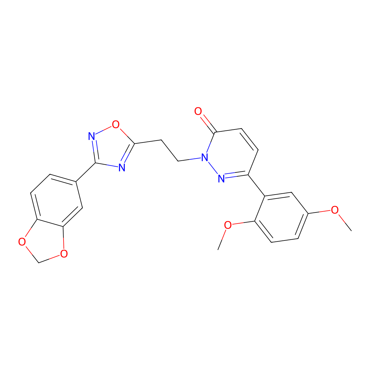2-{2-[3-(2H-1,3-benzodioxol-5-yl)-1,2,4-oxadiazol-5-yl]ethyl}-6-(2,5-dimethoxyphenyl)-2,3-dihydropyridazin-3-one molecular structure, CAS 1189656-65-2