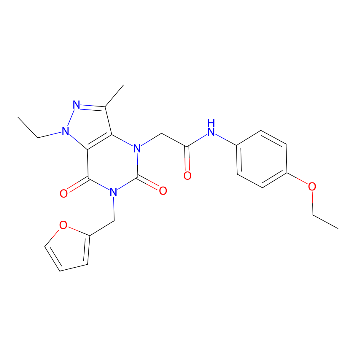 N-(4-ethoxyphenyl)-2-(1-ethyl-6-(furan-2-ylmethyl)-3-methyl-5,7-dioxo-6,7-dihydro-1H-pyrazolo[4,3-d]pyrimidin-4(5H)-yl)acetamide molecular structure, CAS 1189656-68-5