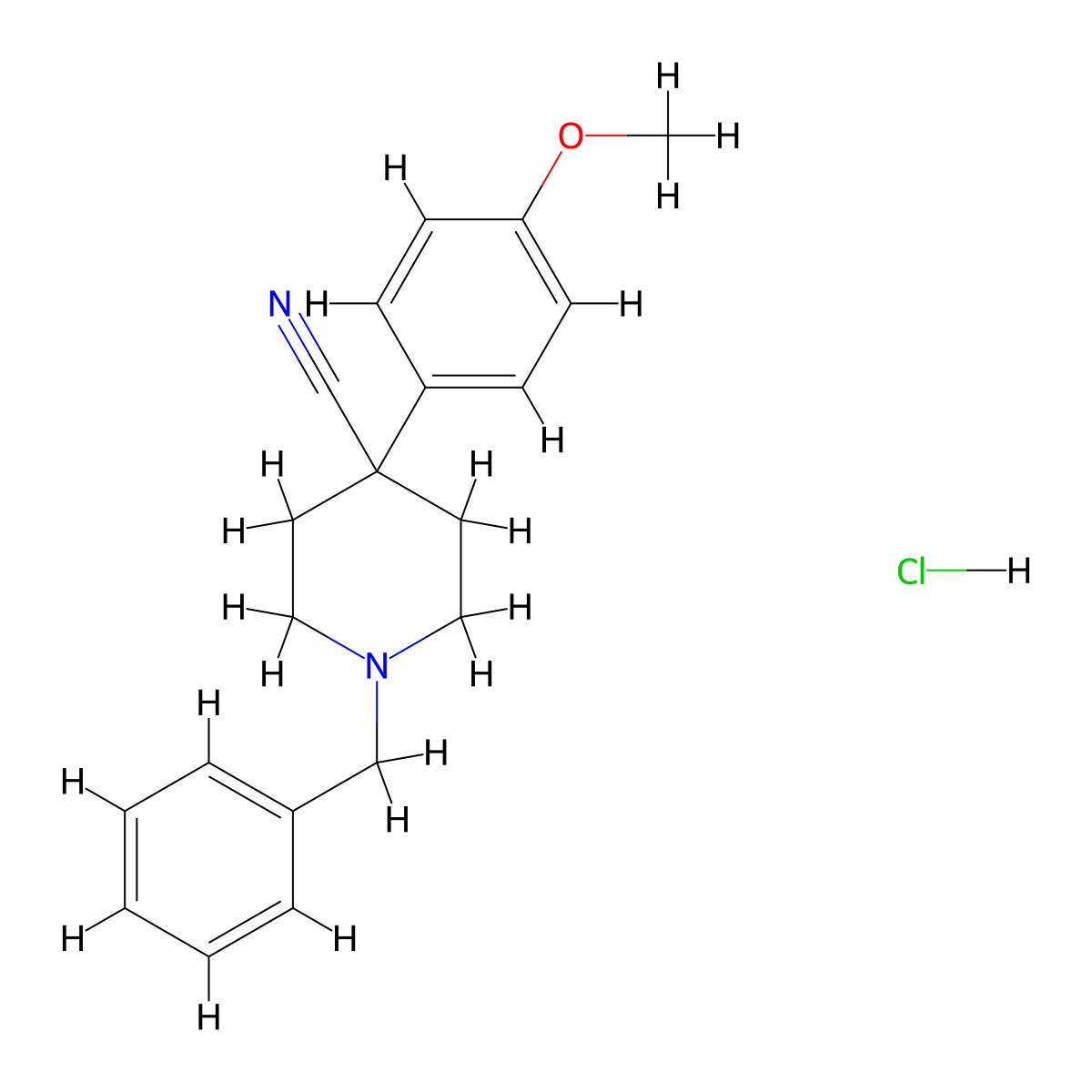 1-Benzyl-4-(4-methoxyphenyl)piperidine-4-carbonitrile hydrochloride molecular structure, CAS 1189656-91-4