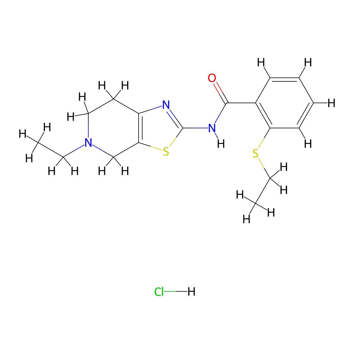 N-(5-ethyl-4,5,6,7-tetrahydrothiazolo[5,4-c]pyridin-2-yl)-2-(ethylthio)benzamide hydrochloride molecular structure, CAS 1189657-28-0