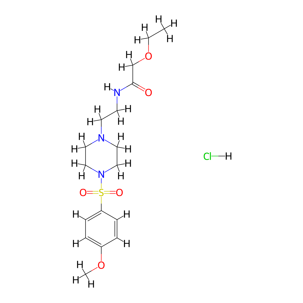 2-ethoxy-N-(2-(4-((4-methoxyphenyl)sulfonyl)piperazin-1-yl)ethyl)acetamide hydrochloride molecular structure, CAS 1189657-34-8