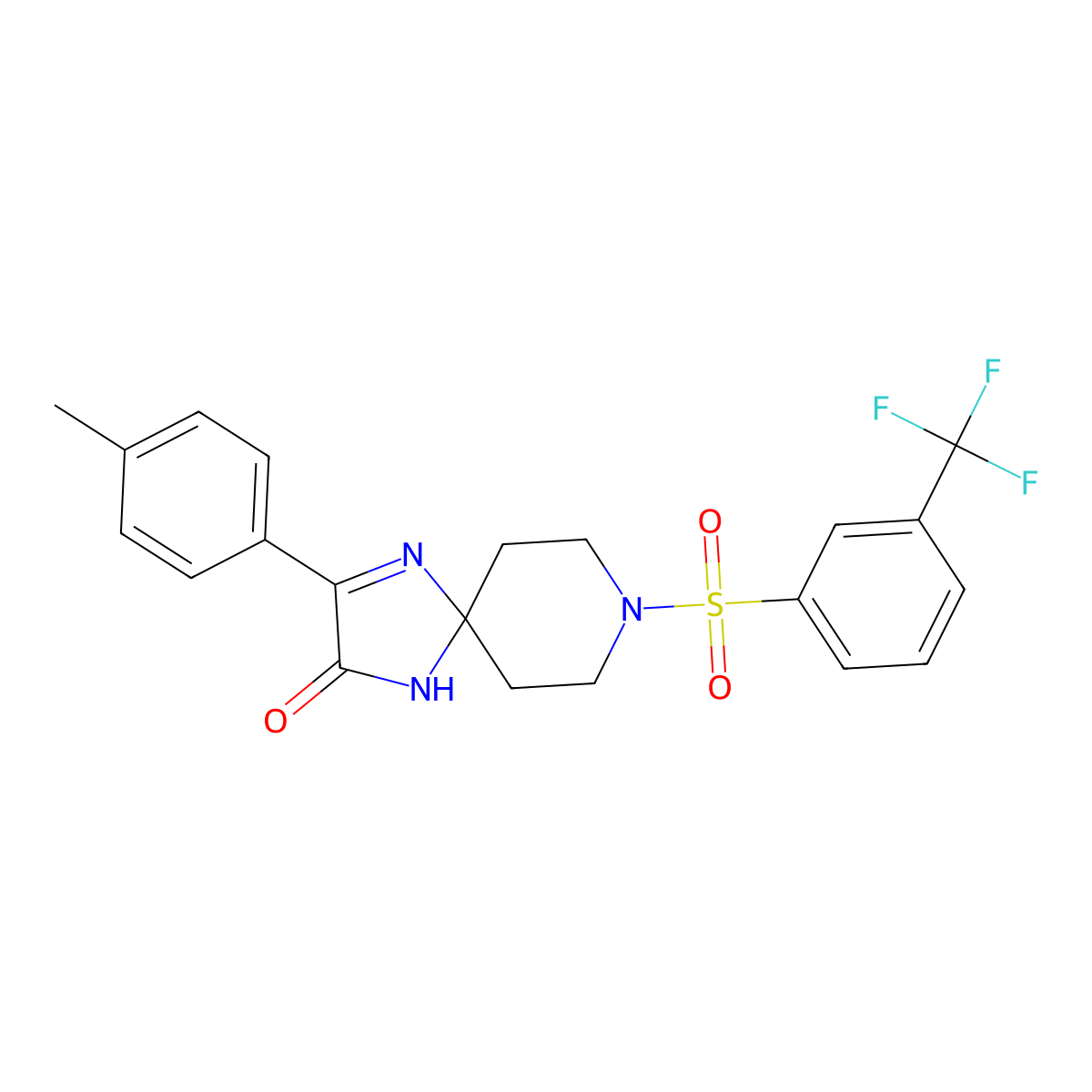 3-(4-Methylphenyl)-8-{[3-(trifluoromethyl)phenyl]sulfonyl}-1,4,8-triazaspiro[4.5]dec-3-en-2-one molecular structure, CAS 1189657-94-0