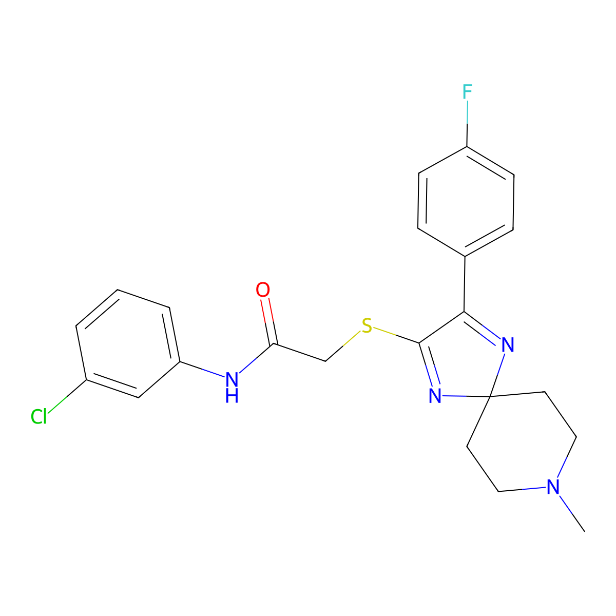 N-(3-Chlorophenyl)-2-{[3-(4-fluorophenyl)-8-methyl-1,4,8-triazaspiro[4.5]deca-1,3-dien-2-YL]sulfanyl}acetamide molecular structure, CAS 1189658-19-2