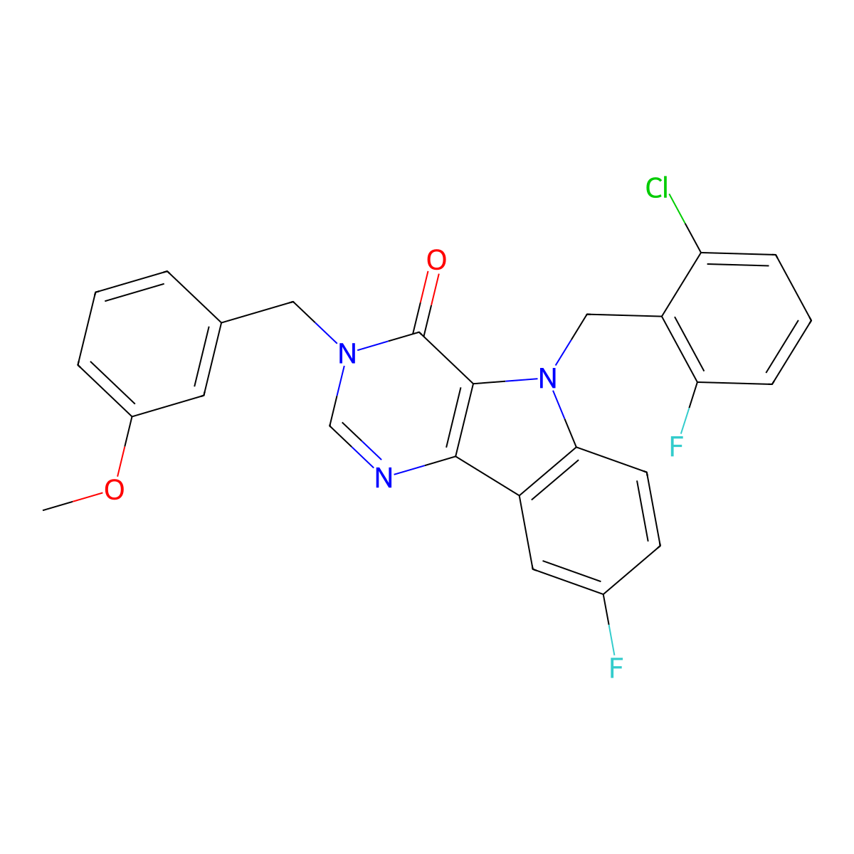 5-(2-chloro-6-fluorobenzyl)-8-fluoro-3-(3-methoxybenzyl)-3H-pyrimido[5,4-b]indol-4(5H)-one molecular structure, CAS 1189658-44-3