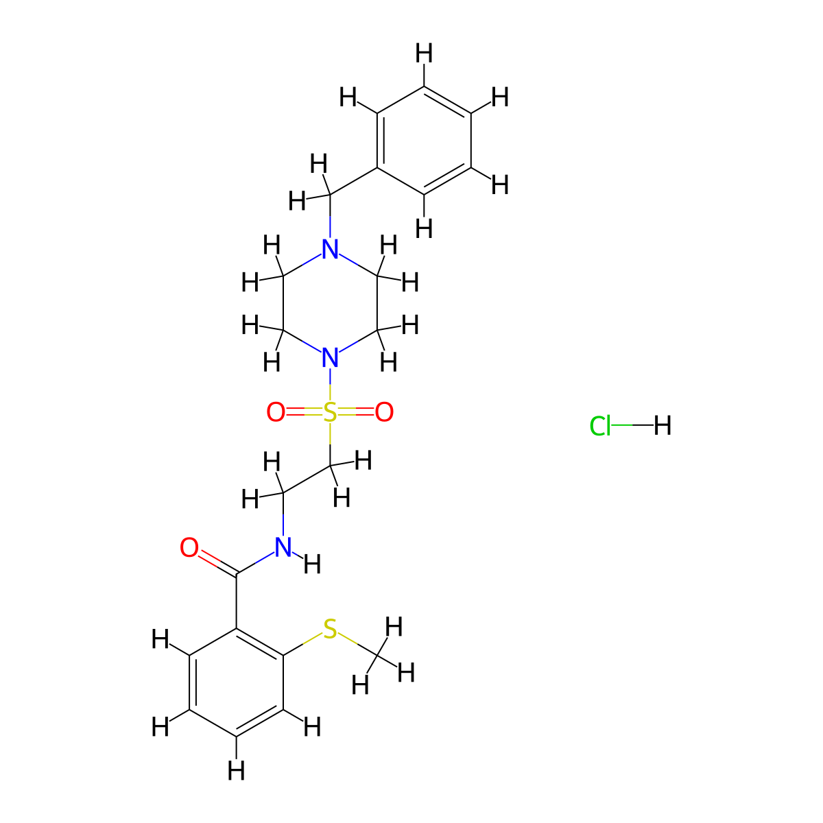 N-(2-((4-benzylpiperazin-1-yl)sulfonyl)ethyl)-2-(methylthio)benzamide hydrochloride molecular structure, CAS 1189658-56-7