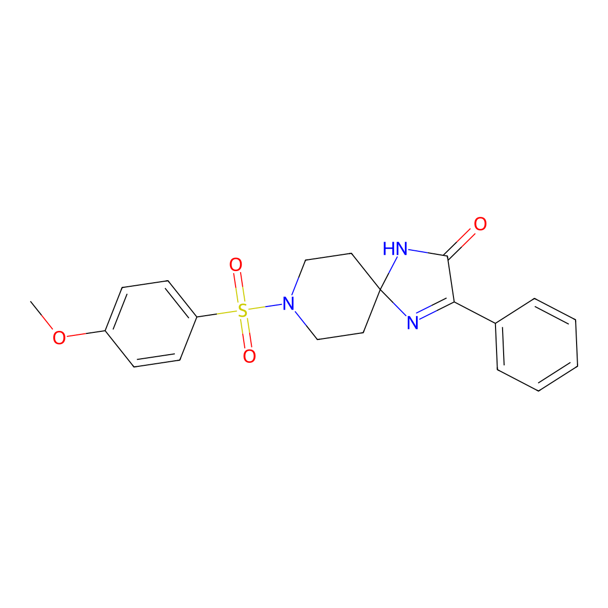 8-(4-Methoxybenzenesulfonyl)-3-phenyl-1,4,8-triazaspiro[4.5]dec-3-en-2-one molecular structure, CAS 1189658-58-9