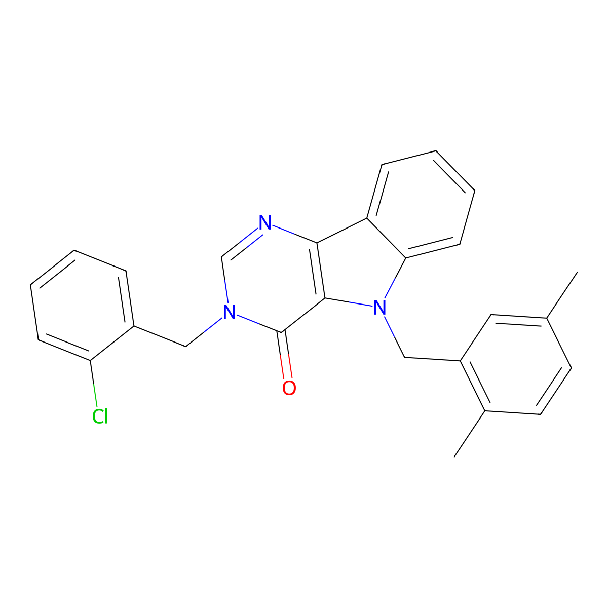 3-(2-chlorobenzyl)-5-(2,5-dimethylbenzyl)-3H-pyrimido[5,4-b]indol-4(5H)-one molecular structure, CAS 1189658-78-3