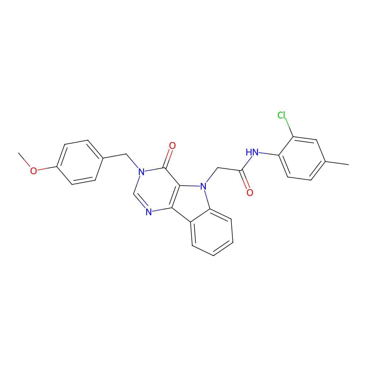 N-(2-chloro-4-methylphenyl)-2-(3-(4-methoxybenzyl)-4-oxo-3H-pyrimido[5,4-b]indol-5(4H)-yl)acetamide molecular structure, CAS 1189659-34-4