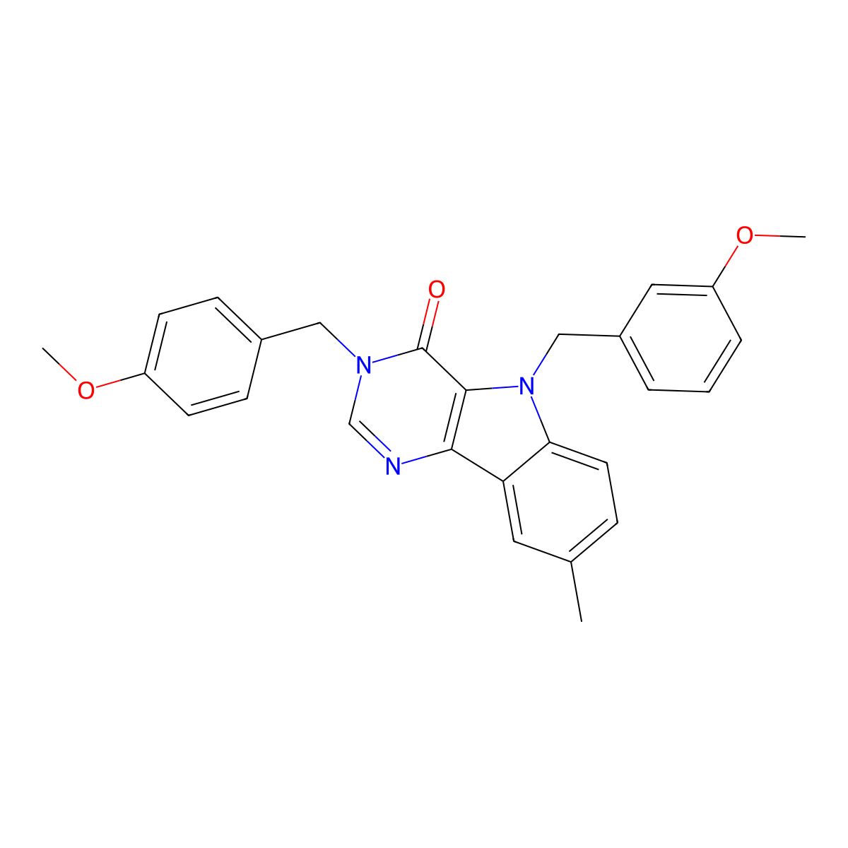 5-(3-methoxybenzyl)-3-(4-methoxybenzyl)-8-methyl-3,5-dihydro-4H-pyrimido[5,4-b]indol-4-one molecular structure, CAS 1189659-58-2