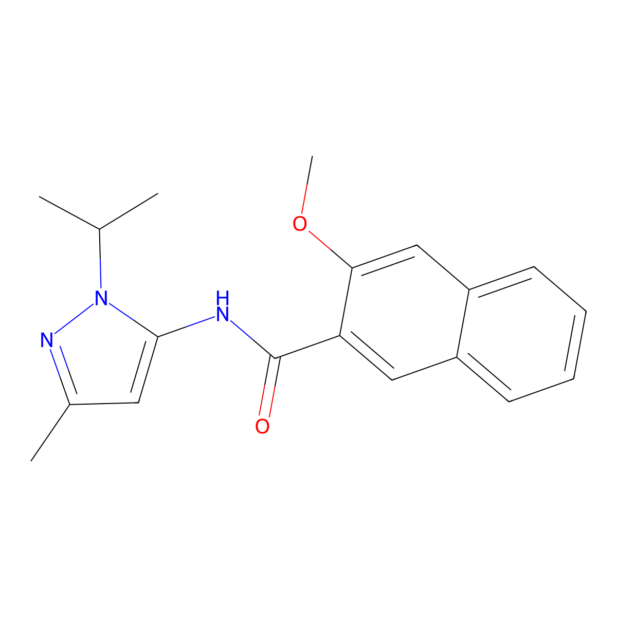 N-(1-isopropyl-3-methyl-1H-pyrazol-5-yl)-3-methoxy-2-naphthamide molecular structure, CAS 1189659-84-4