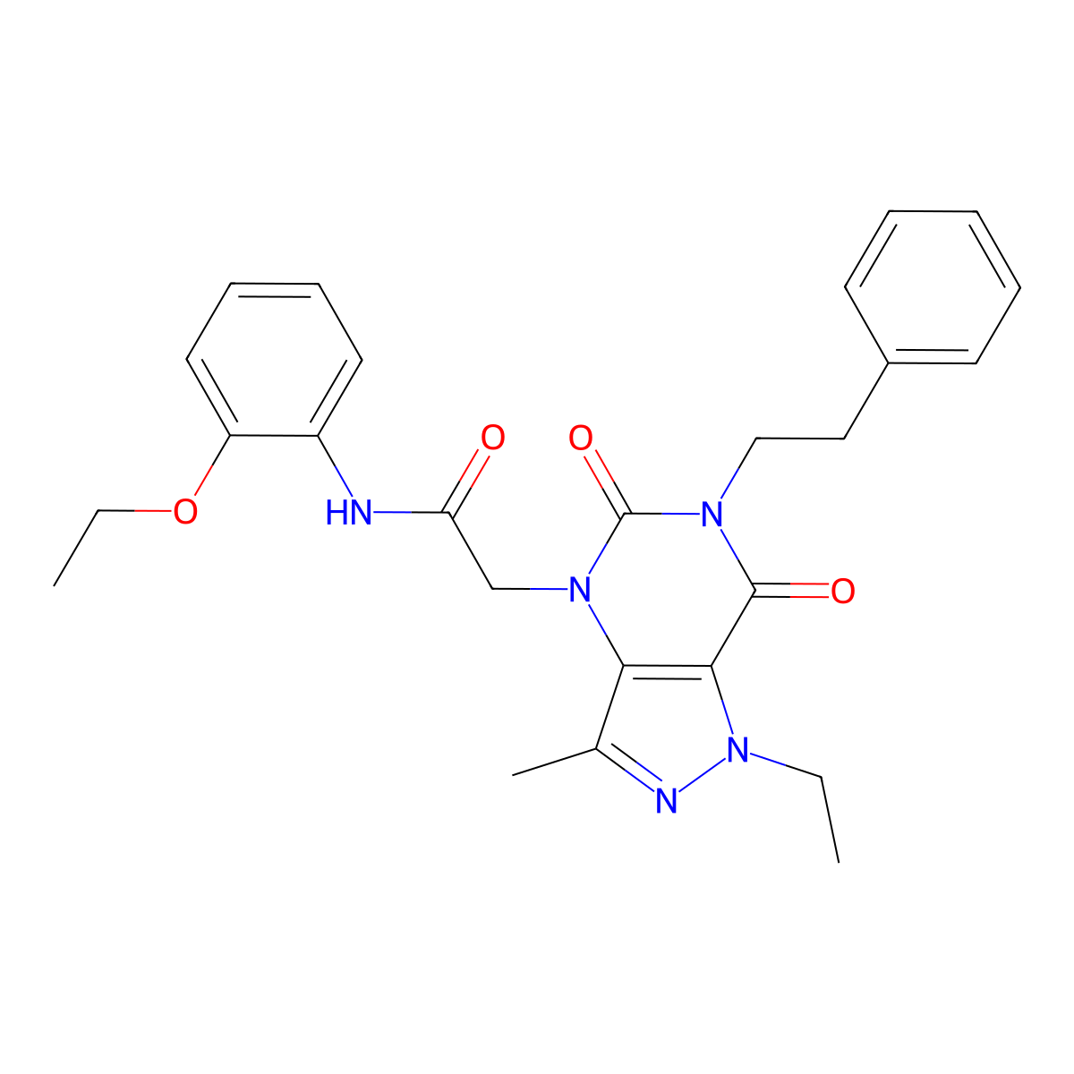 N-(2-ethoxyphenyl)-2-(1-ethyl-3-methyl-5,7-dioxo-6-phenethyl-6,7-dihydro-1H-pyrazolo[4,3-d]pyrimidin-4(5H)-yl)acetamide molecular structure, CAS 1189661-40-2