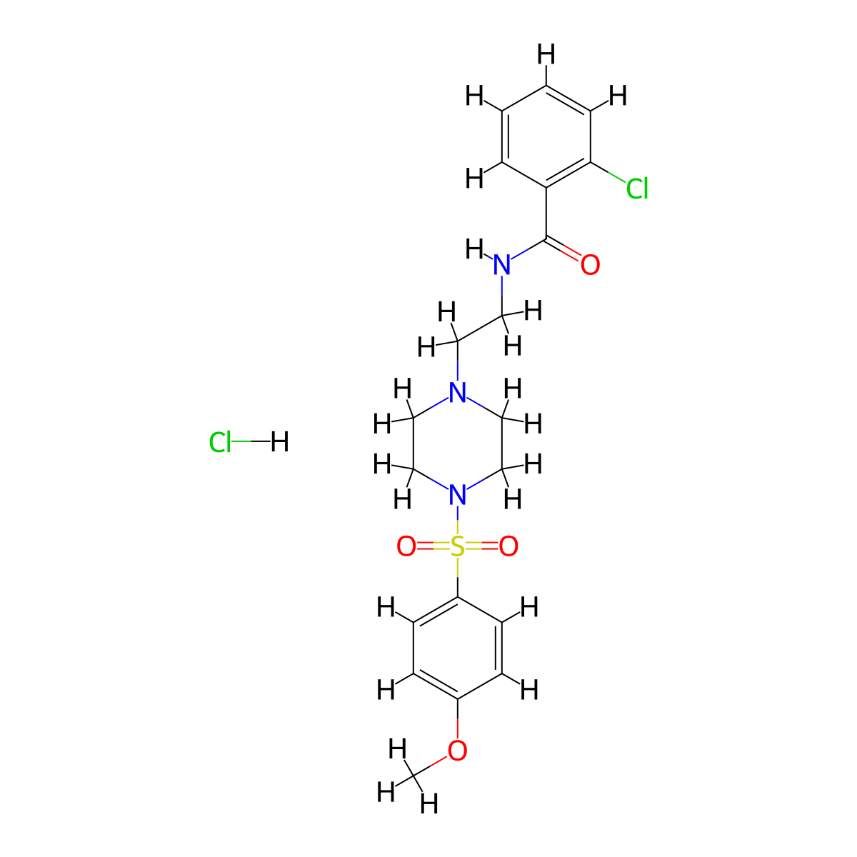 2-chloro-N-(2-(4-((4-methoxyphenyl)sulfonyl)piperazin-1-yl)ethyl)benzamide hydrochloride molecular structure, CAS 1189661-83-3