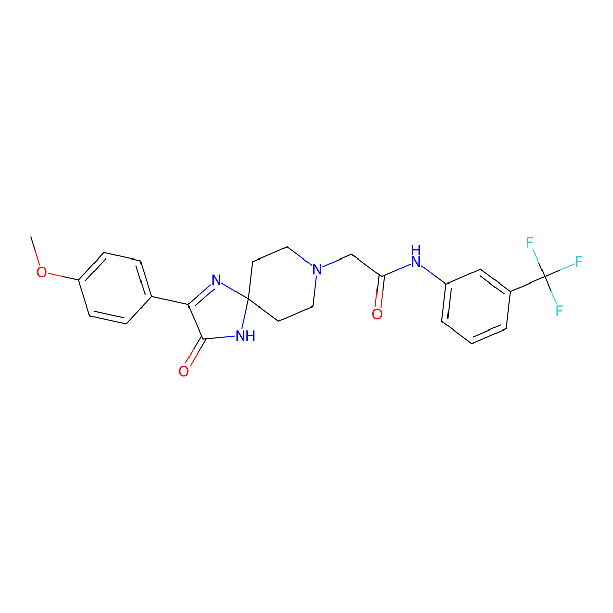 2-(2-(4-methoxyphenyl)-3-oxo-1,4,8-triazaspiro[4.5]dec-1-en-8-yl)-N-(3-(trifluoromethyl)phenyl)acetamide molecular structure, CAS 1189662-04-1