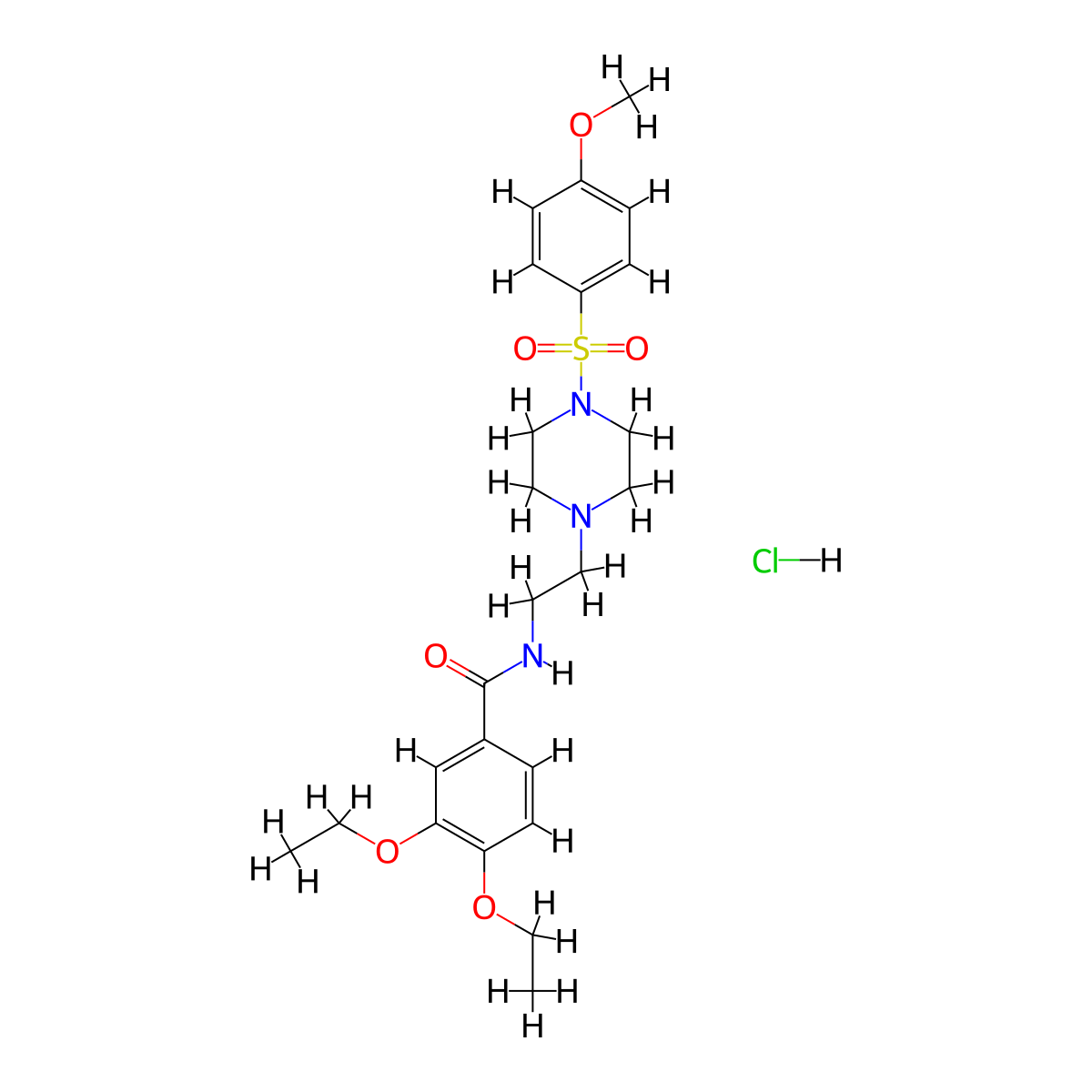3,4-diethoxy-N-(2-(4-((4-methoxyphenyl)sulfonyl)piperazin-1-yl)ethyl)benzamide hydrochloride molecular structure, CAS 1189662-86-9