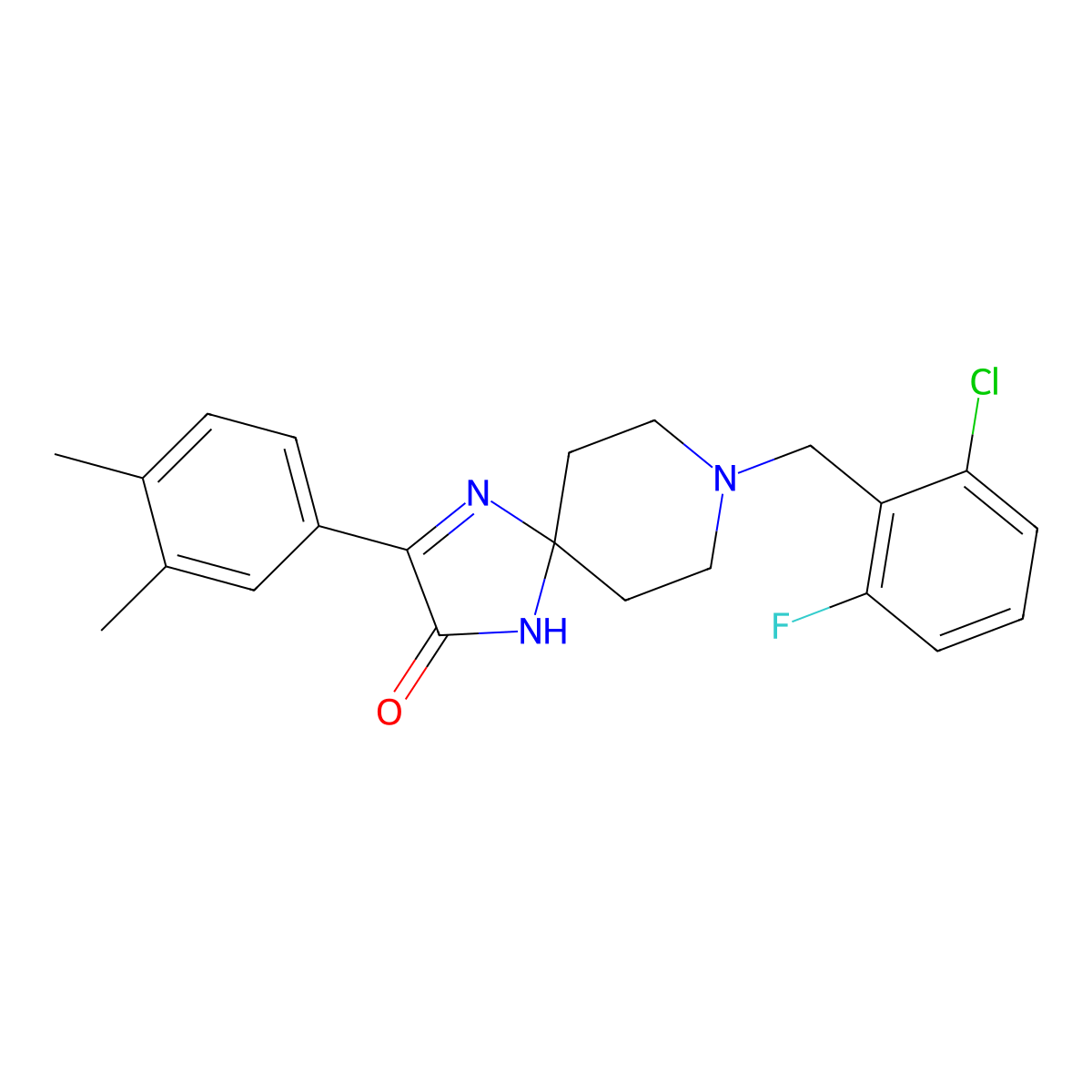 8-[(2-Chloro-6-fluorophenyl)methyl]-3-(3,4-dimethylphenyl)-1,4,8-triazaspiro[4.5]dec-3-EN-2-one molecular structure, CAS 1189663-34-0