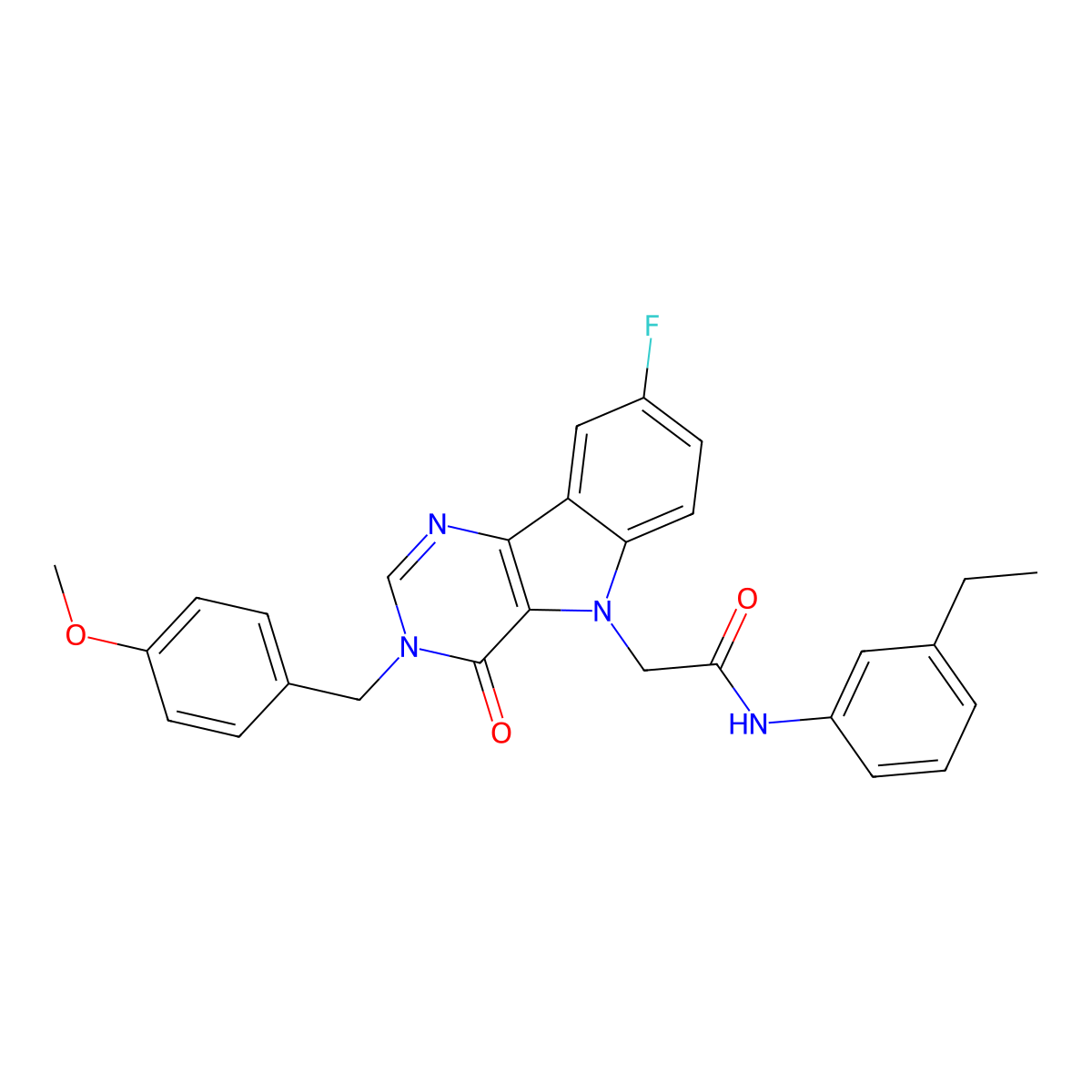 N-(3-ethylphenyl)-2-(8-fluoro-3-(4-methoxybenzyl)-4-oxo-3H-pyrimido[5,4-b]indol-5(4H)-yl)acetamide molecular structure, CAS 1189663-52-2