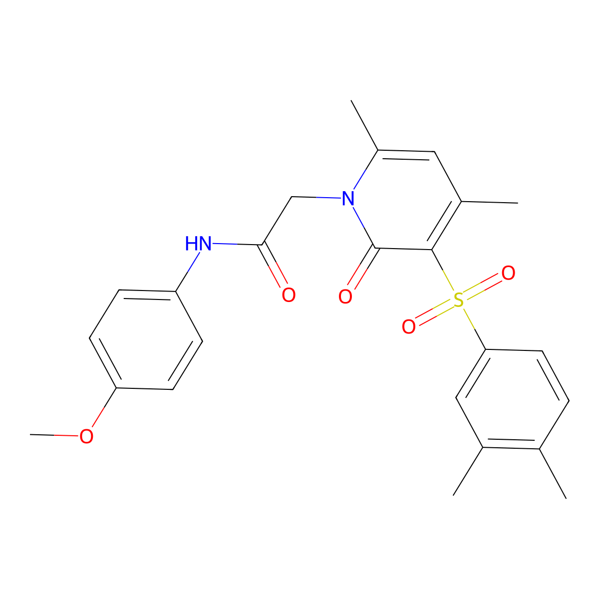 2-(3-((3,4-dimethylphenyl)sulfonyl)-4,6-dimethyl-2-oxopyridin-1(2H)-yl)-N-(4-methoxyphenyl)acetamide molecular structure, CAS 1189663-84-0